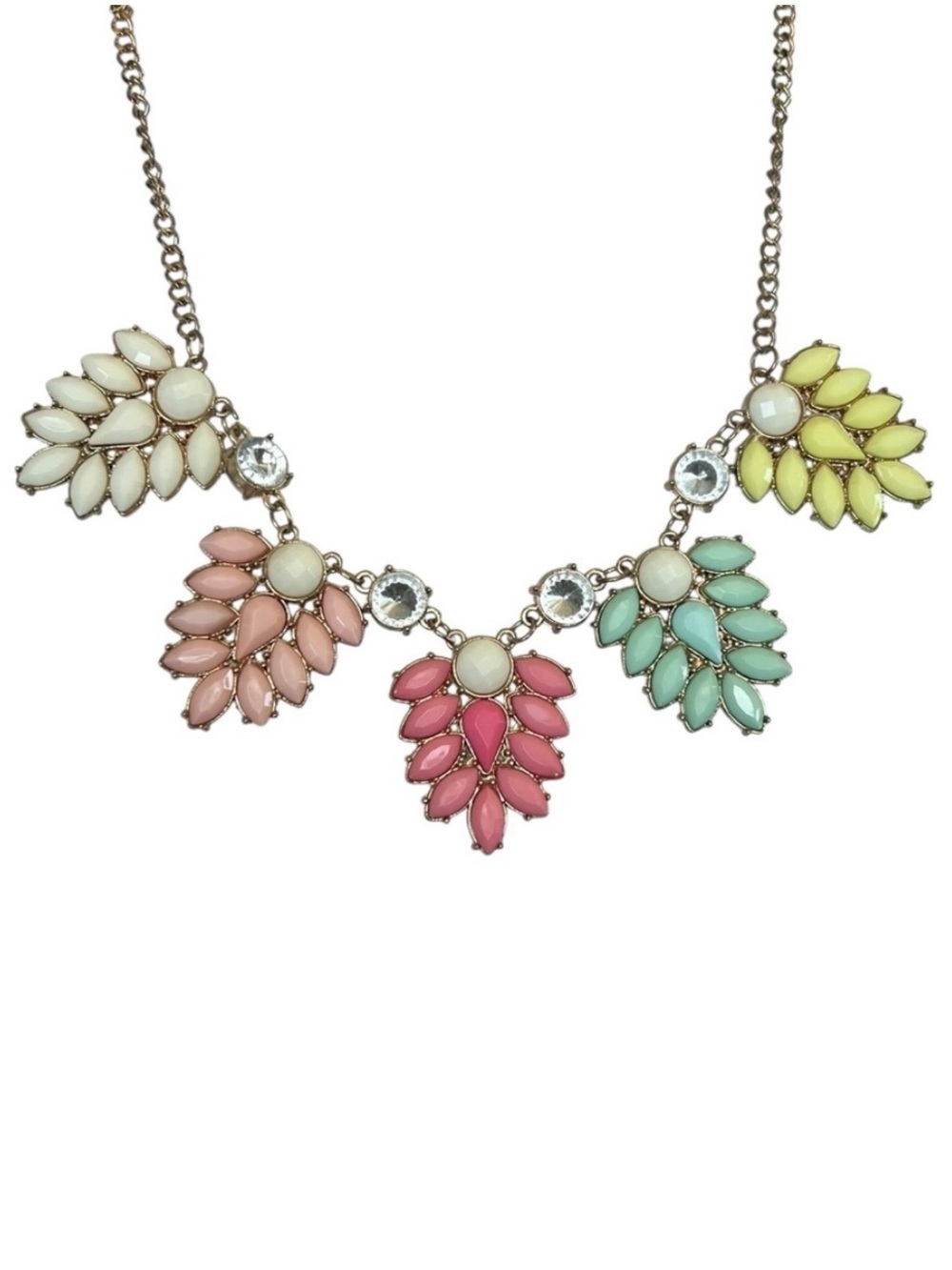 Vintage 90s Chunky Neon Pastel Adjustable Necklace Goldtone Retro Eclectic